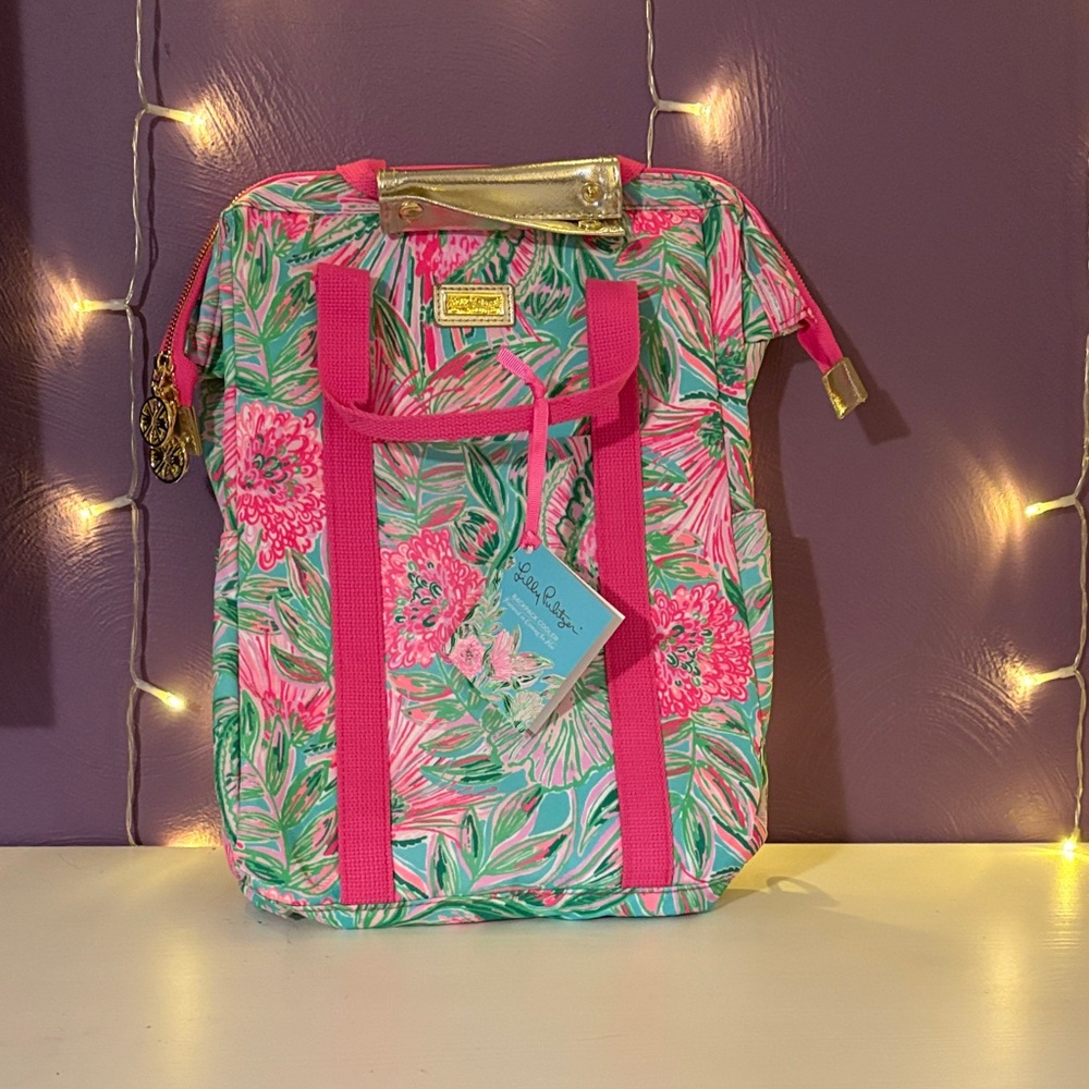 Lilly Pulitzer Pink and Green Floral Backpack